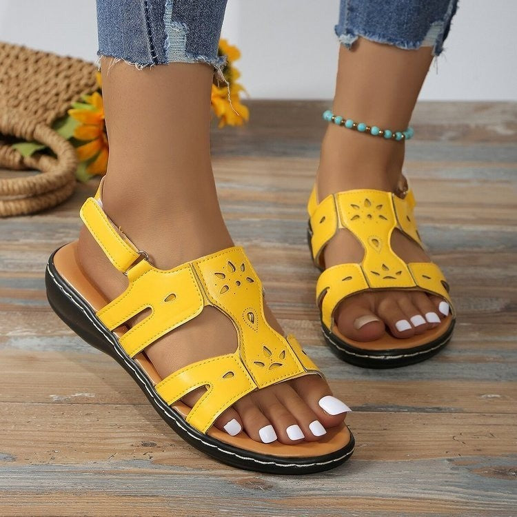 Sandales à plateforme compensée avec boucle velcro