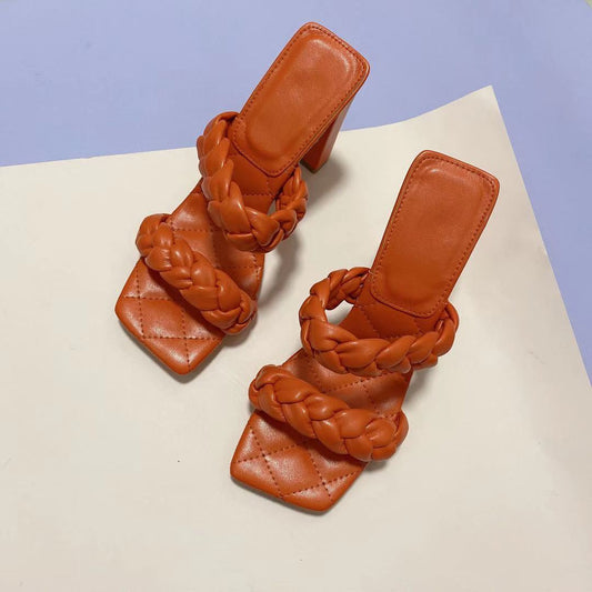 Sandales à Talons Hauts Tressés pour Femme – Élégance et Style Estival