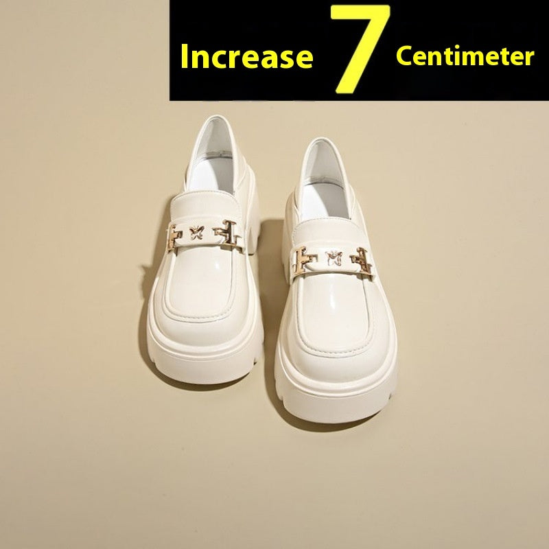 Chaussures en cuir noir à talon épais et sans lacets